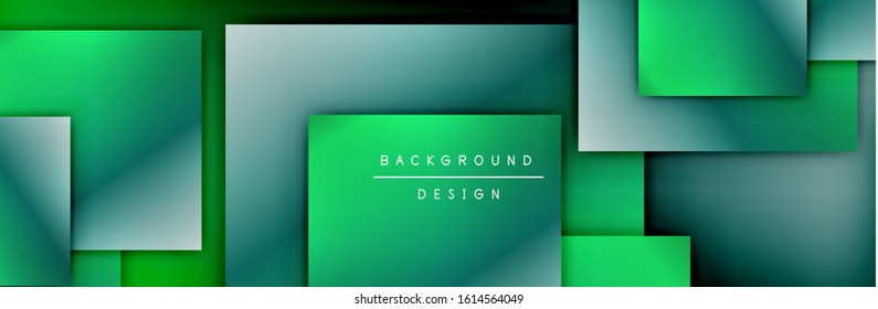 Composición de formas cuadradas fondo abstracto geométrico. efectos de sombra 3D y gradientes de fluido. Formularios superpuestos modernos. Ilustración vectorial para papel de escritorio, pancarta, fondo, tarjeta, libro