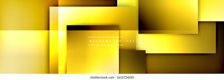 Composición de formas cuadradas fondo abstracto geométrico. efectos de sombra 3D y gradientes de fluido. Formularios superpuestos modernos. Ilustración vectorial para papel de escritorio, pancarta, fondo, tarjeta, libro