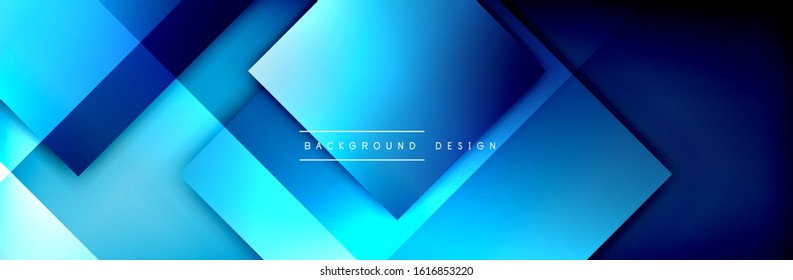Composición de formas cuadradas fondo abstracto geométrico. efectos de sombra 3D y gradientes de fluido. Formularios superpuestos modernos. Ilustración vectorial para papel de escritorio, pancarta, fondo, tarjeta, libro