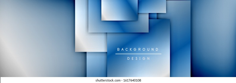 Square shapes composition geometric abstract background. 3D shadow effects and fluid gradients. Modern overlapping forms. Vector Illustration For Wallpaper, Banner, Background, Card, Book