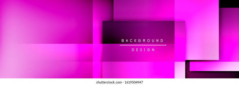 Die quadratischen Formen bilden den geometrischen abstrakten Hintergrund. 3D-Schatteneffekte und Flüssigkeitstradienten. Moderne überlappende Formen. Vektorgrafik für Bildschirmhintergründe, Banner, Hintergrund, Karte, Buch