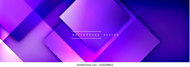 Square shapes composition geometric abstract background. 3D shadow effects and fluid gradients. Modern overlapping forms. Vector Illustration For Wallpaper, Banner, Background, Card, Book