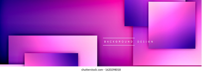 Square shapes composition geometric abstract background. 3D shadow effects and fluid gradients. Modern overlapping forms. Vector Illustration For Wallpaper, Banner, Background, Card, Book