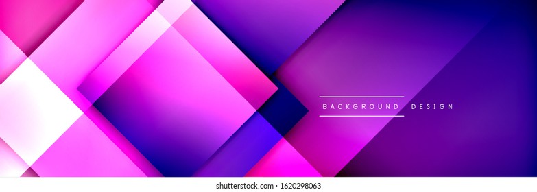 Square shapes composition geometric abstract background. 3D shadow effects and fluid gradients. Modern overlapping forms. Vector Illustration For Wallpaper, Banner, Background, Card, Book