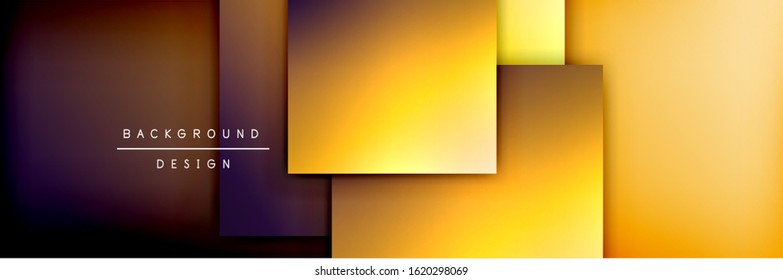 Composición de formas cuadradas fondo abstracto geométrico. efectos de sombra 3D y gradientes de fluido. Formularios superpuestos modernos. Ilustración vectorial para papel de escritorio, pancarta, fondo, tarjeta, libro