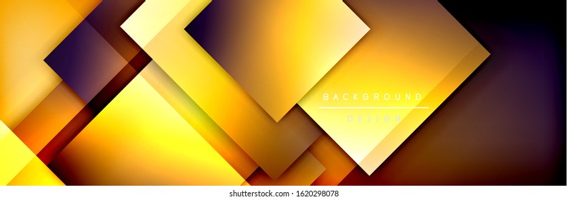 Square shapes composition geometric abstract background. 3D shadow effects and fluid gradients. Modern overlapping forms. Vector Illustration For Wallpaper, Banner, Background, Card, Book