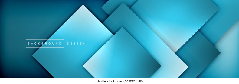 Square shapes composition geometric abstract background. 3D shadow effects and fluid gradients. Modern overlapping forms. Vector Illustration For Wallpaper, Banner, Background, Card, Book