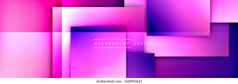 Square shapes composition geometric abstract background. 3D shadow effects and fluid gradients. Modern overlapping forms. Vector Illustration For Wallpaper, Banner, Background, Card, Book