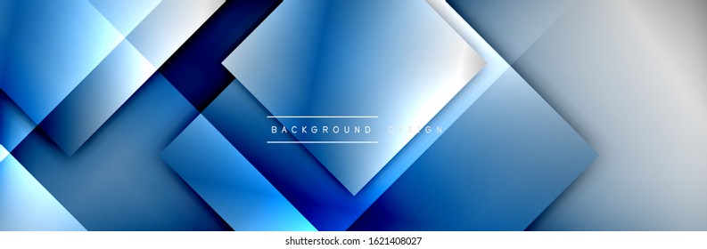 Composición de formas cuadradas fondo abstracto geométrico. efectos de sombra 3D y gradientes de fluido. Formularios superpuestos modernos. Ilustración vectorial para papel de escritorio, pancarta, fondo, tarjeta, libro