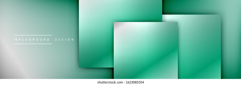 Square shapes composition geometric abstract background. 3D shadow effects and fluid gradients. Modern overlapping forms. Vector Illustration For Wallpaper, Banner, Background, Card, Book