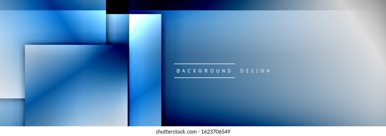 Composición de formas cuadradas fondo abstracto geométrico. efectos de sombra 3D y gradientes de fluido. Formularios superpuestos modernos. Ilustración vectorial para papel de escritorio, pancarta, fondo, tarjeta, libro