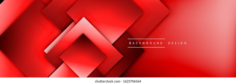 Die quadratischen Formen bilden den geometrischen abstrakten Hintergrund. 3D-Schatteneffekte und Flüssigkeitstradienten. Moderne überlappende Formen. Vektorgrafik für Bildschirmhintergründe, Banner, Hintergrund, Karte, Buch