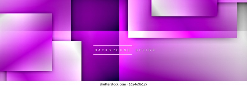 Die quadratischen Formen bilden den geometrischen abstrakten Hintergrund. 3D-Schatteneffekte und Flüssigkeitstradienten. Moderne überlappende Formen. Vektorgrafik für Bildschirmhintergründe, Banner, Hintergrund, Karte, Buch