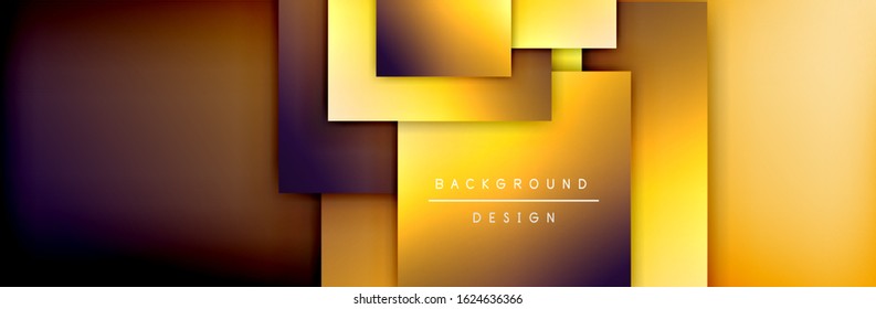 Square shapes composition geometric abstract background. 3D shadow effects and fluid gradients. Modern overlapping forms. Vector Illustration For Wallpaper, Banner, Background, Card, Book