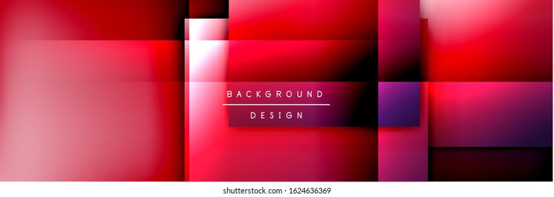 Die quadratischen Formen bilden den geometrischen abstrakten Hintergrund. 3D-Schatteneffekte und Flüssigkeitstradienten. Moderne überlappende Formen. Vektorgrafik für Bildschirmhintergründe, Banner, Hintergrund, Karte, Buch
