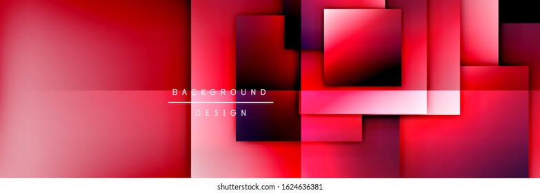 Die quadratischen Formen bilden den geometrischen abstrakten Hintergrund. 3D-Schatteneffekte und Flüssigkeitstradienten. Moderne überlappende Formen. Vektorgrafik für Bildschirmhintergründe, Banner, Hintergrund, Karte, Buch