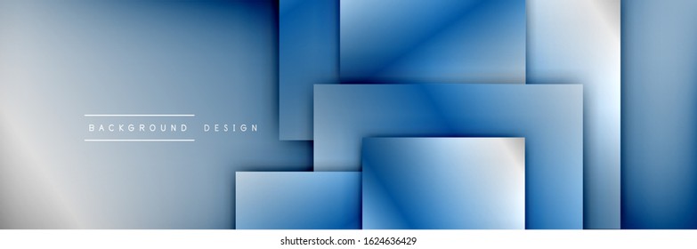 Square shapes composition geometric abstract background. 3D shadow effects and fluid gradients. Modern overlapping forms. Vector Illustration For Wallpaper, Banner, Background, Card, Book