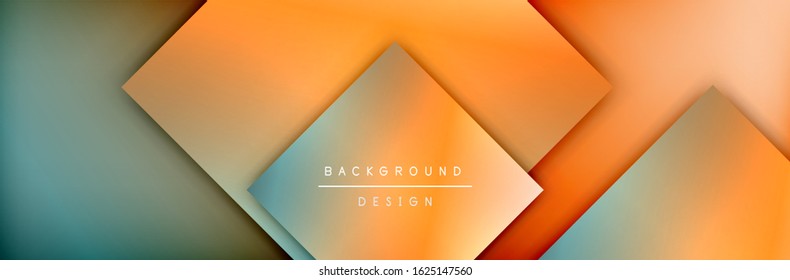 Square shapes composition geometric abstract background. 3D shadow effects and fluid gradients. Modern overlapping forms. Vector Illustration For Wallpaper, Banner, Background, Card, Book