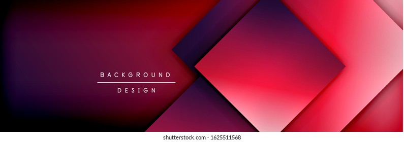 Composición de formas cuadradas fondo abstracto geométrico. efectos de sombra 3D y gradientes de fluido. Formularios superpuestos modernos. Ilustración vectorial para papel de escritorio, pancarta, fondo, tarjeta, libro