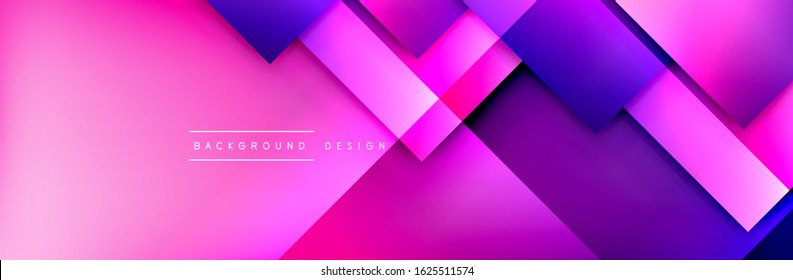 Die quadratischen Formen bilden den geometrischen abstrakten Hintergrund. 3D-Schatteneffekte und Flüssigkeitstradienten. Moderne überlappende Formen. Vektorgrafik für Bildschirmhintergründe, Banner, Hintergrund, Karte, Buch