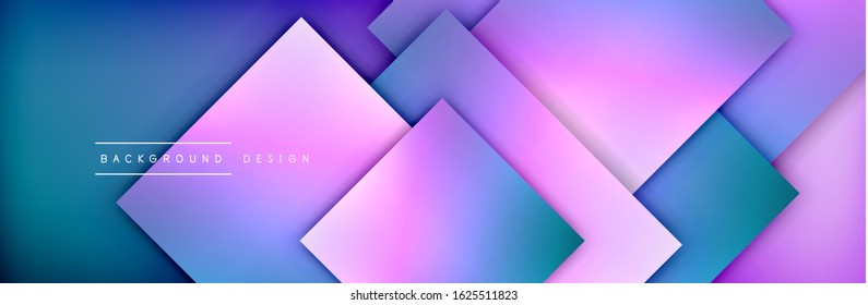 Square shapes composition geometric abstract background. 3D shadow effects and fluid gradients. Modern overlapping forms. Vector Illustration For Wallpaper, Banner, Background, Card, Book