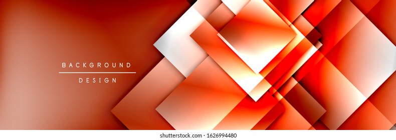 Square shapes composition geometric abstract background. 3D shadow effects and fluid gradients. Modern overlapping forms. Vector Illustration  
