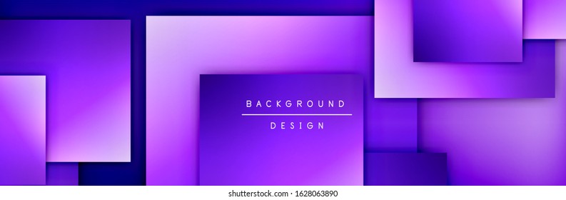 Square shapes composition geometric abstract background. 3D shadow effects and fluid gradients. Modern overlapping forms. Vector Illustration For Wallpaper, Banner, Background, Card, Book