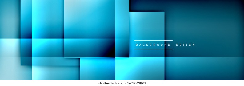 Die quadratischen Formen bilden den geometrischen abstrakten Hintergrund. 3D-Schatteneffekte und Flüssigkeitstradienten. Moderne überlappende Formen. Vektorgrafik für Bildschirmhintergründe, Banner, Hintergrund, Karte, Buch