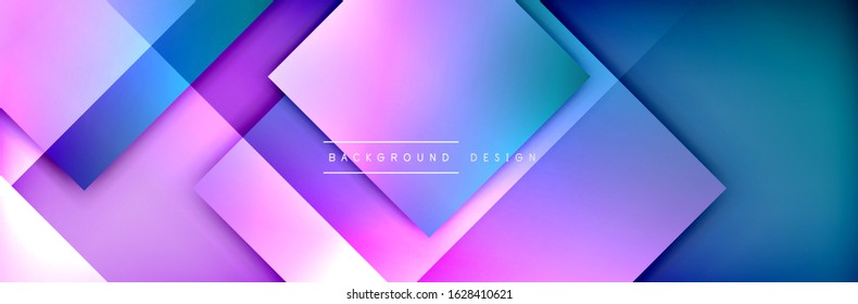 Square shapes composition geometric abstract background. 3D shadow effects and fluid gradients. Modern overlapping forms. Vector Illustration For Wallpaper, Banner, Background, Card, Book