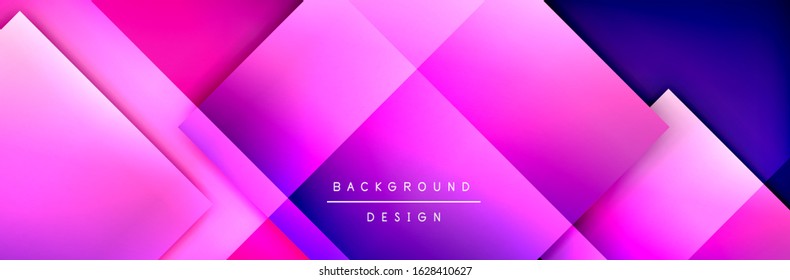 Die quadratischen Formen bilden den geometrischen abstrakten Hintergrund. 3D-Schatteneffekte und Flüssigkeitstradienten. Moderne überlappende Formen. Vektorgrafik für Bildschirmhintergründe, Banner, Hintergrund, Karte, Buch