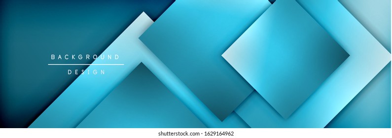 Square shapes composition geometric abstract background. 3D shadow effects and fluid gradients. Modern overlapping forms. Vector Illustration For Wallpaper, Banner, Background, Card, Book