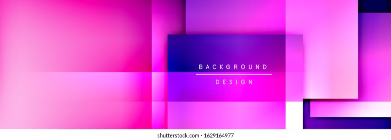 Composición de formas cuadradas fondo abstracto geométrico. efectos de sombra 3D y gradientes de fluido. Formularios superpuestos modernos. Ilustración vectorial para papel de escritorio, pancarta, fondo, tarjeta, libro