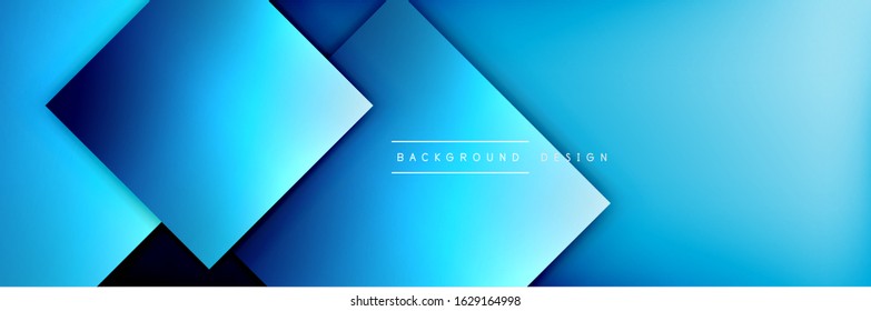 Composición de formas cuadradas fondo abstracto geométrico. efectos de sombra 3D y gradientes de fluido. Formularios superpuestos modernos. Ilustración vectorial para papel de escritorio, pancarta, fondo, tarjeta, libro