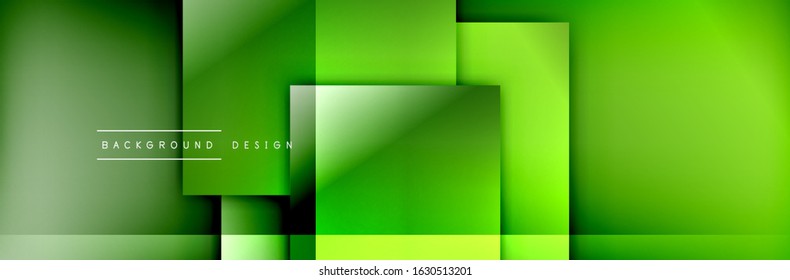 Composición de formas cuadradas fondo abstracto geométrico. efectos de sombra 3D y gradientes de fluido. Formularios superpuestos modernos. Ilustración vectorial para papel de escritorio, pancarta, fondo, tarjeta, libro