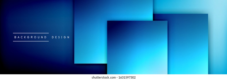 Composición de formas cuadradas fondo abstracto geométrico. efectos de sombra 3D y gradientes de fluido. Formularios superpuestos modernos. Ilustración vectorial para papel de escritorio, pancarta, fondo, tarjeta, libro