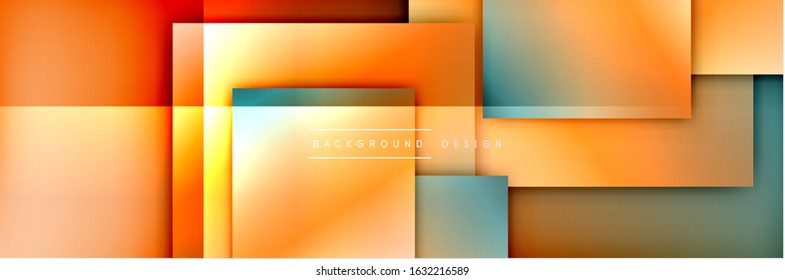 Square shapes composition geometric abstract background. 3D shadow effects and fluid gradients. Modern overlapping forms. Vector Illustration For Wallpaper, Banner, Background, Card, Book
