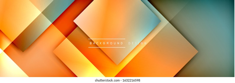 Square shapes composition geometric abstract background. 3D shadow effects and fluid gradients. Modern overlapping forms. Vector Illustration For Wallpaper, Banner, Background, Card, Book