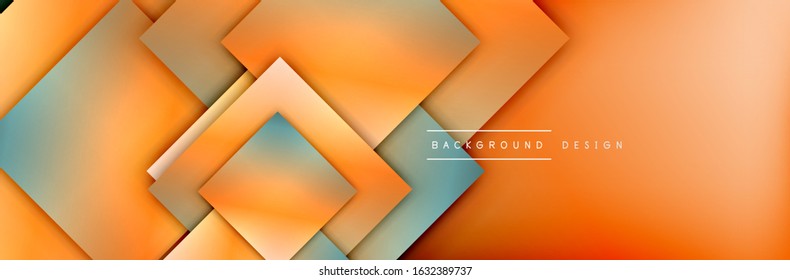 Square shapes composition geometric abstract background. 3D shadow effects and fluid gradients. Modern overlapping forms. Vector Illustration For Wallpaper, Banner, Background, Card, Book