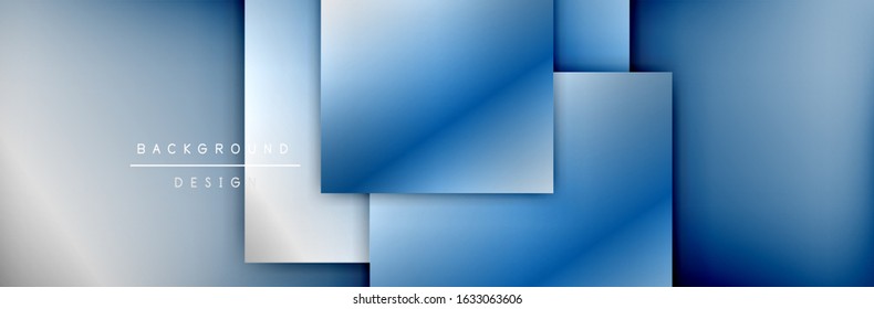 Square shapes composition geometric abstract background. 3D shadow effects and fluid gradients. Modern overlapping forms. Vector Illustration For Wallpaper, Banner, Background, Card, Book