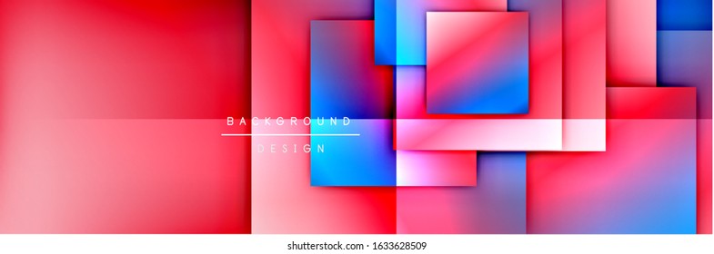 Square shapes composition geometric abstract background. 3D shadow effects and fluid gradients. Modern overlapping forms. Vector Illustration For Wallpaper, Banner, Background, Card, Book