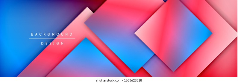 Square shapes composition geometric abstract background. 3D shadow effects and fluid gradients. Modern overlapping forms. Vector Illustration For Wallpaper, Banner, Background, Card, Book
