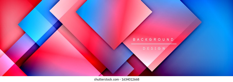 Composición de formas cuadradas fondo abstracto geométrico. efectos de sombra 3D y gradientes de fluido. Formularios superpuestos modernos. Ilustración vectorial para papel de escritorio, pancarta, fondo, tarjeta, libro