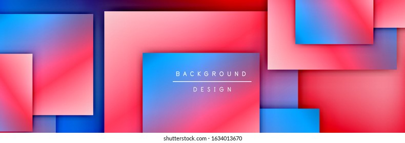 Square shapes composition geometric abstract background. 3D shadow effects and fluid gradients. Modern overlapping forms. Vector Illustration For Wallpaper, Banner, Background, Card, Book
