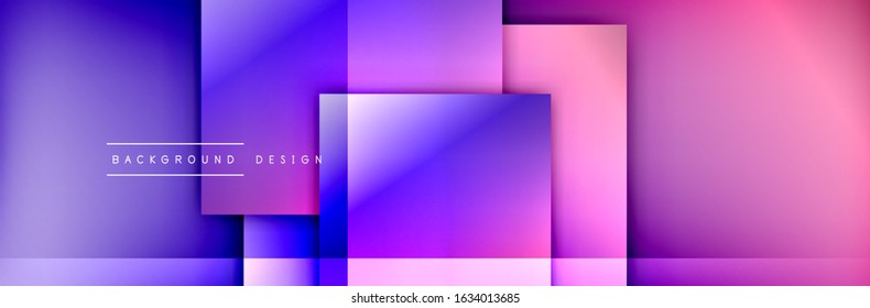 Square shapes composition geometric abstract background. 3D shadow effects and fluid gradients. Modern overlapping forms. Vector Illustration For Wallpaper, Banner, Background, Card, Book
