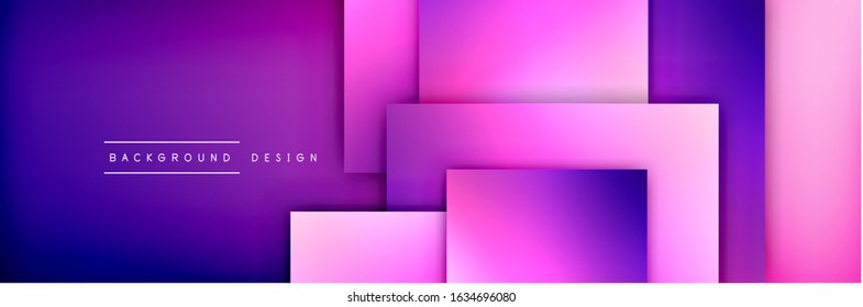 Composición de formas cuadradas fondo abstracto geométrico. efectos de sombra 3D y gradientes de fluido. Formularios superpuestos modernos. Ilustración vectorial para papel de escritorio, pancarta, fondo, tarjeta, libro