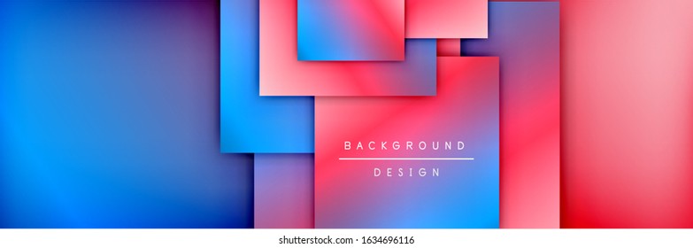 Square shapes composition geometric abstract background. 3D shadow effects and fluid gradients. Modern overlapping forms. Vector Illustration For Wallpaper, Banner, Background, Card, Book