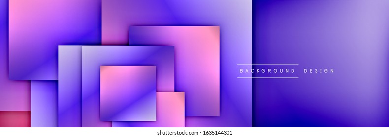 Square shapes composition geometric abstract background. 3D shadow effects and fluid gradients. Modern overlapping forms. Vector Illustration For Wallpaper, Banner, Background, Card, Book