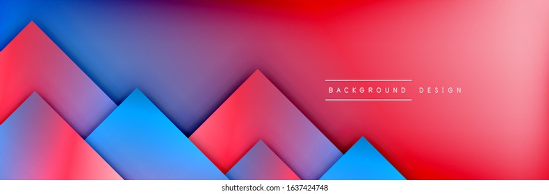 Composición de formas cuadradas fondo abstracto geométrico. efectos de sombra 3D y gradientes de fluido. Formularios superpuestos modernos. Ilustración vectorial para papel de escritorio, pancarta, fondo, tarjeta, libro