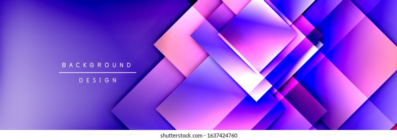 Composición de formas cuadradas fondo abstracto geométrico. efectos de sombra 3D y gradientes de fluido. Formularios superpuestos modernos. Ilustración vectorial para papel de escritorio, pancarta, fondo, tarjeta, libro