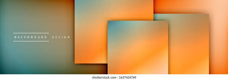 Square shapes composition geometric abstract background. 3D shadow effects and fluid gradients. Modern overlapping forms. Vector Illustration For Wallpaper, Banner, Background, Card, Book